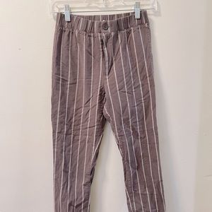 Ivy + Main Grey & White Stripe Pants w/ Ankle Crop